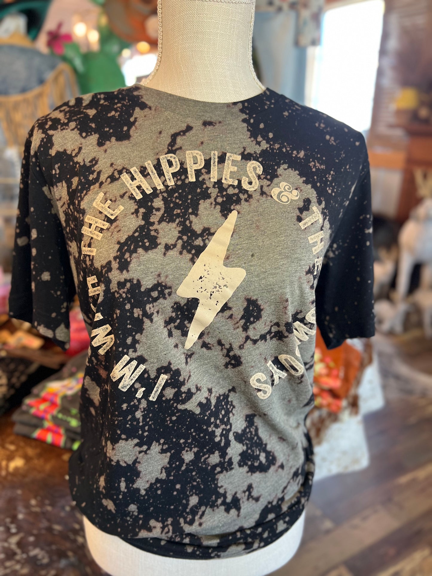 Black Bleach Hippie Tee