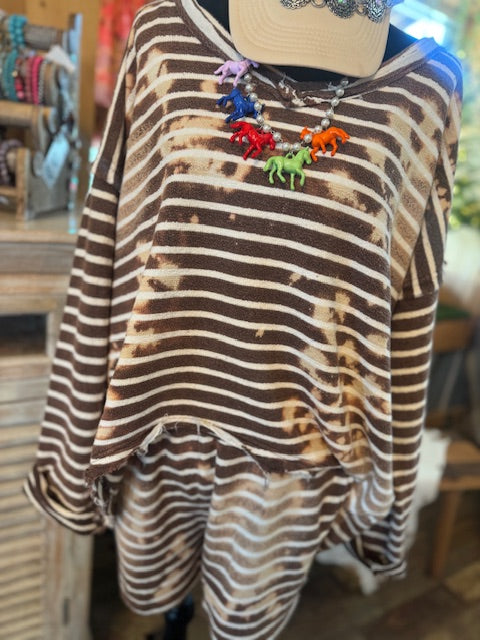 Faded Brown Washed Stripe Set