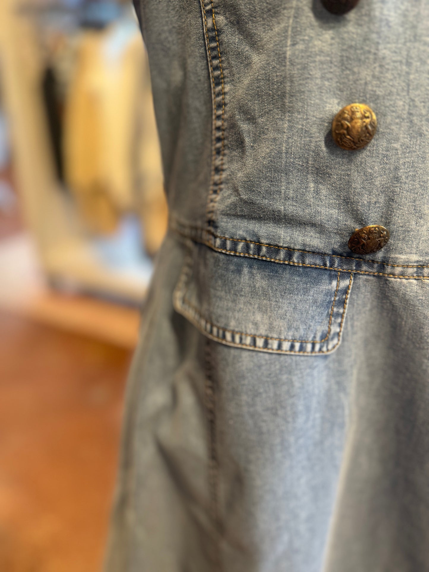 Denim Florals Button Duster