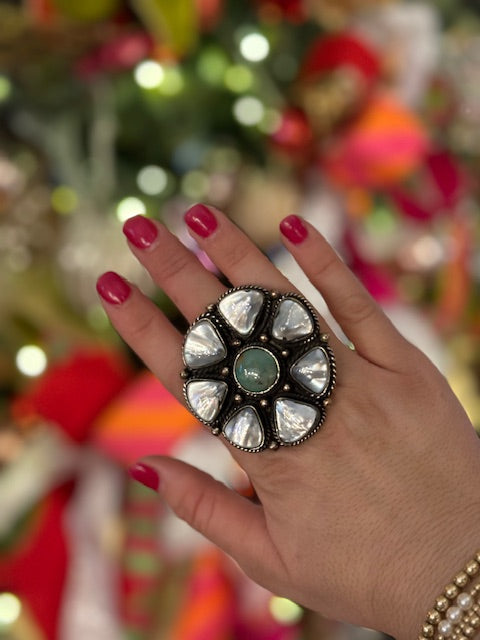 White Mop & Turq Ring