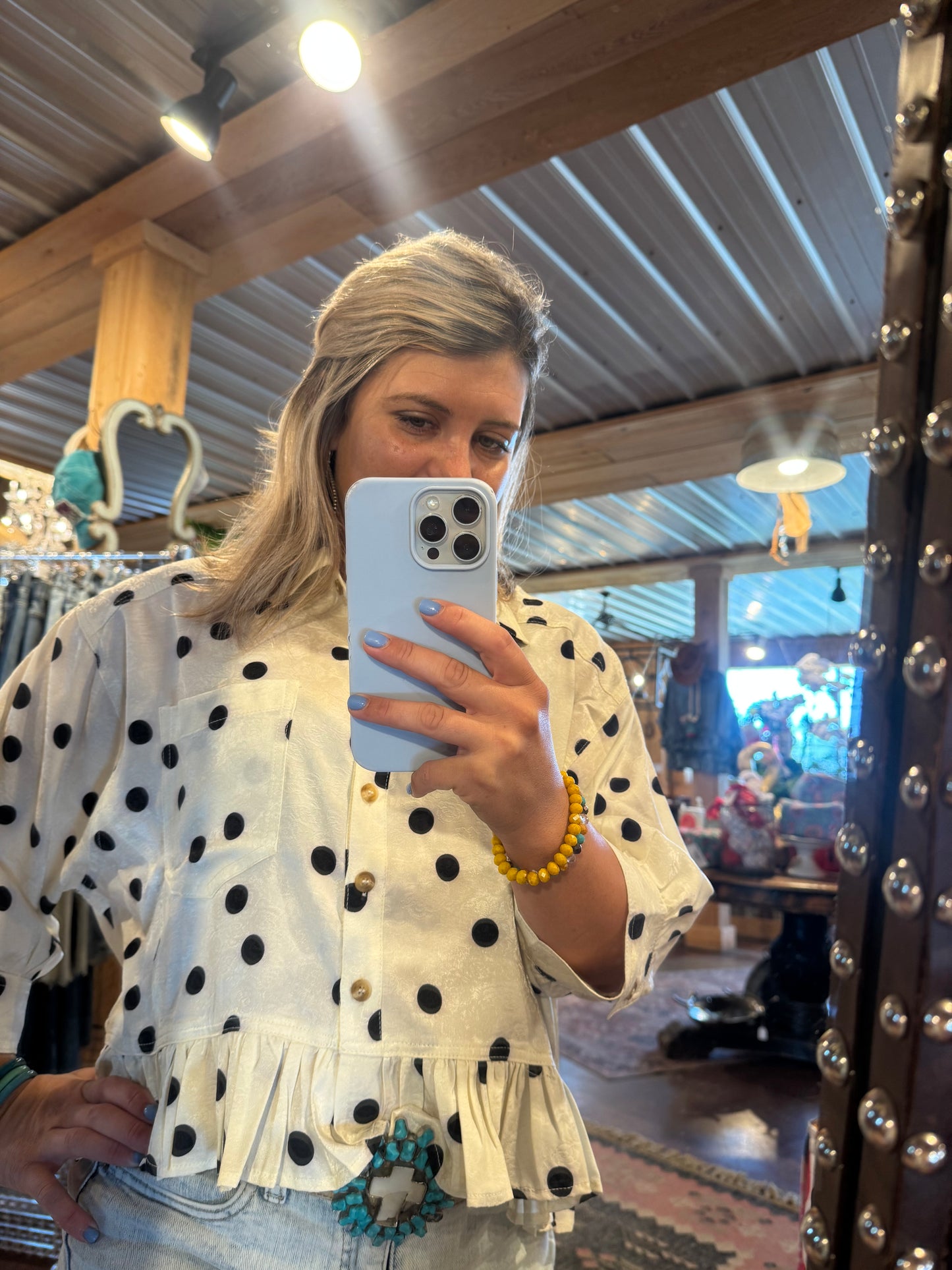 Polk Dot Ruffle Blouse