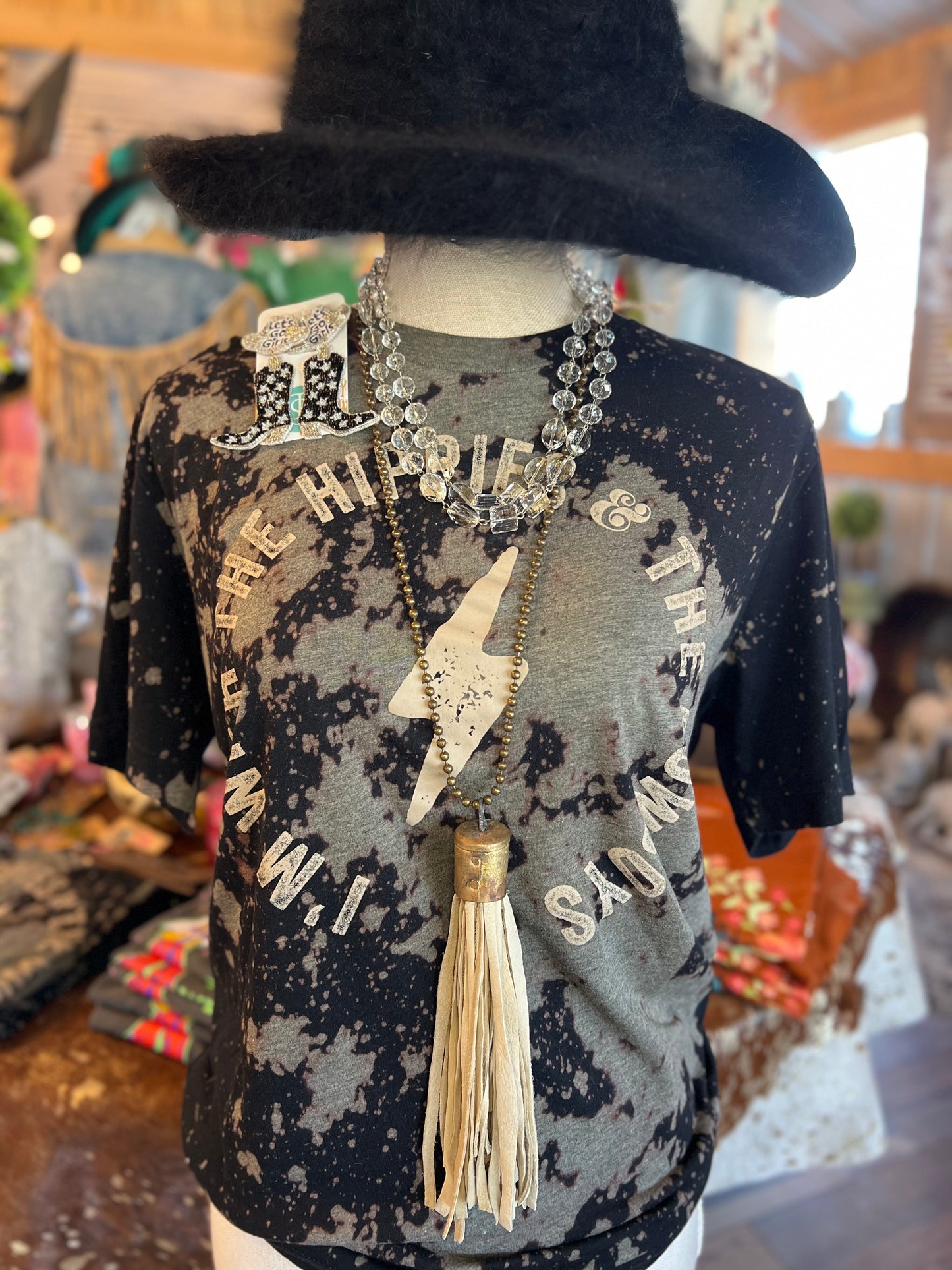 Black Bleach Hippie Tee
