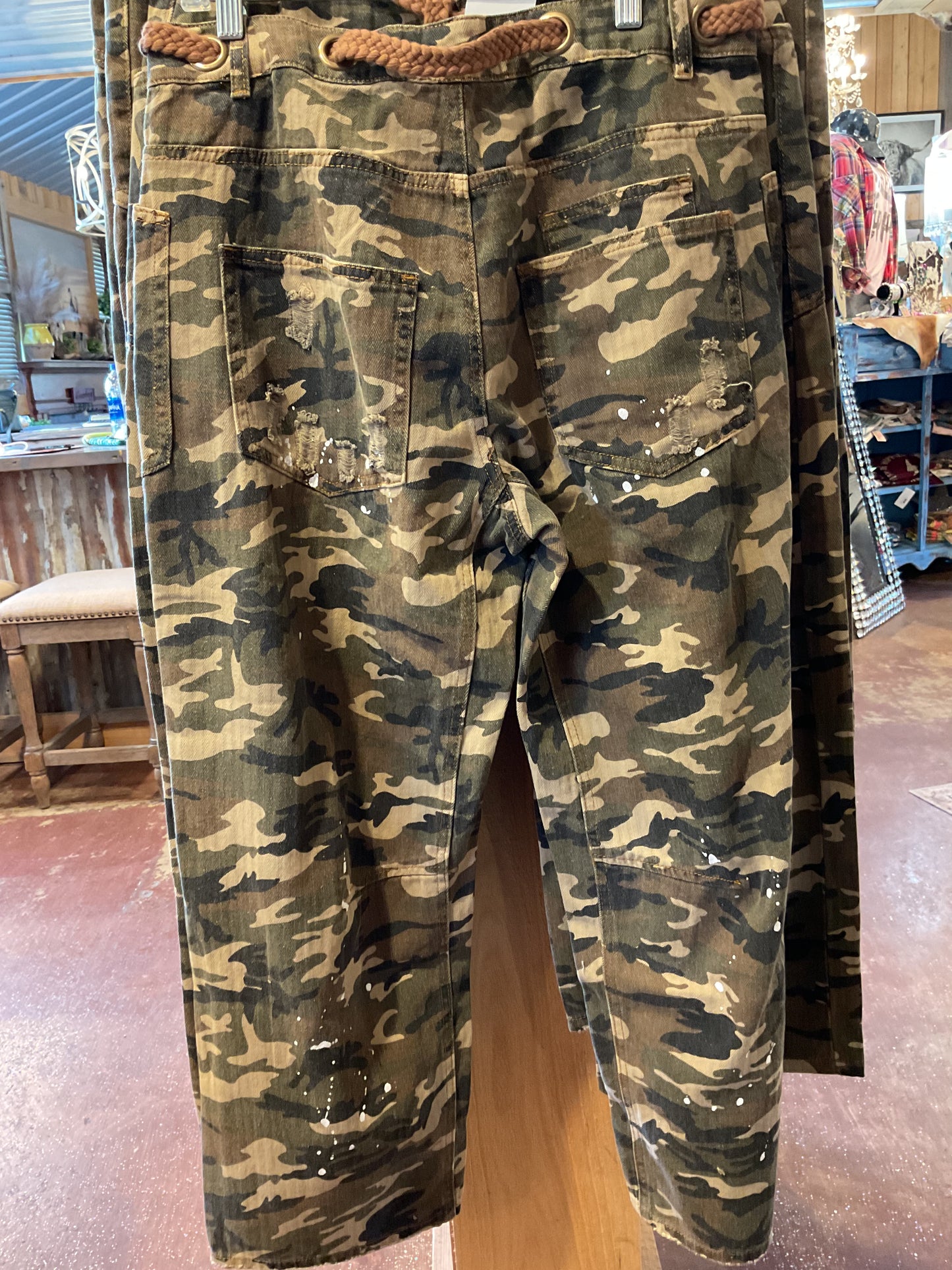 Distressed Camel Camo Pants
