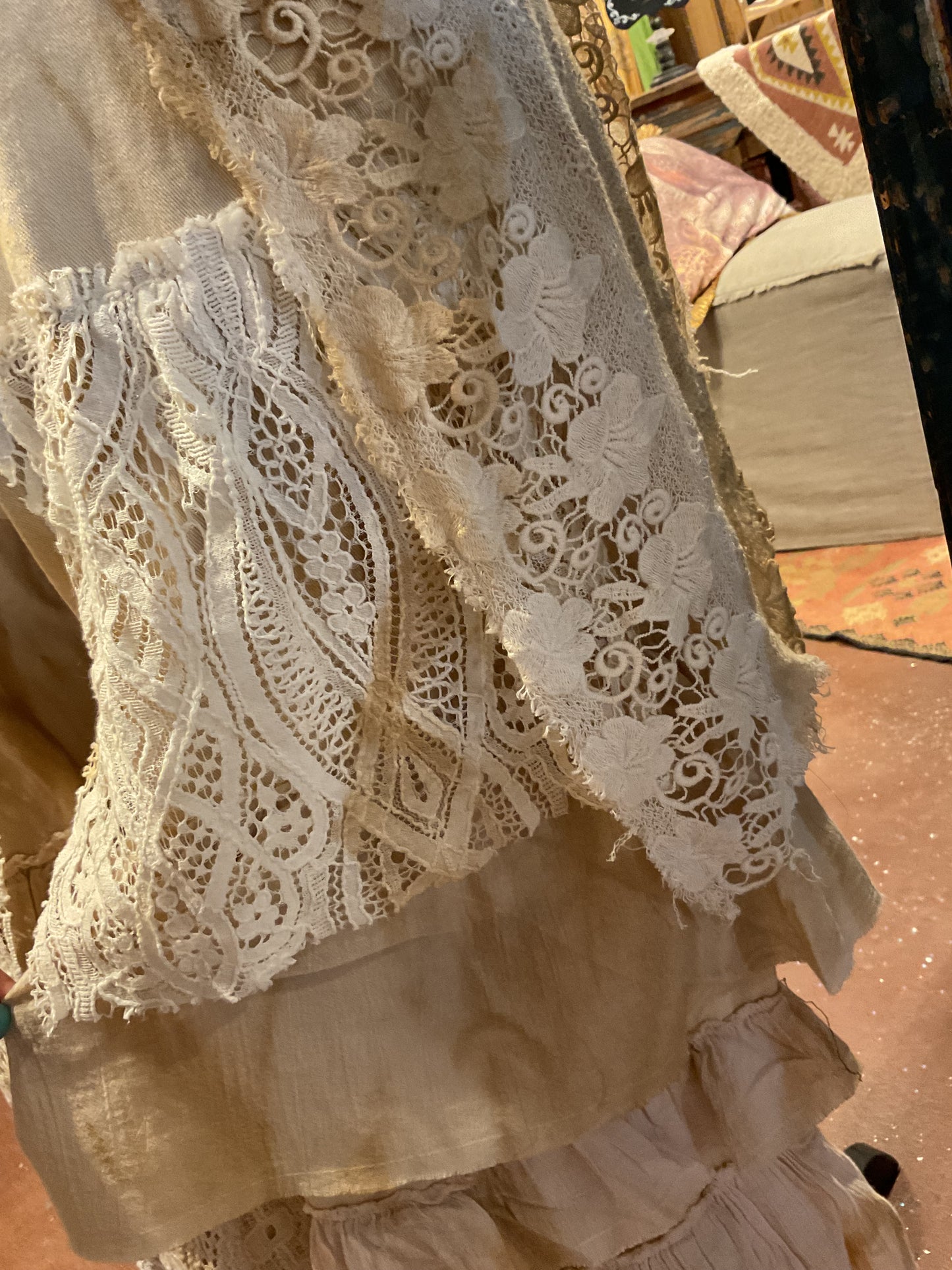 Lacey Beige Ruffle Jean