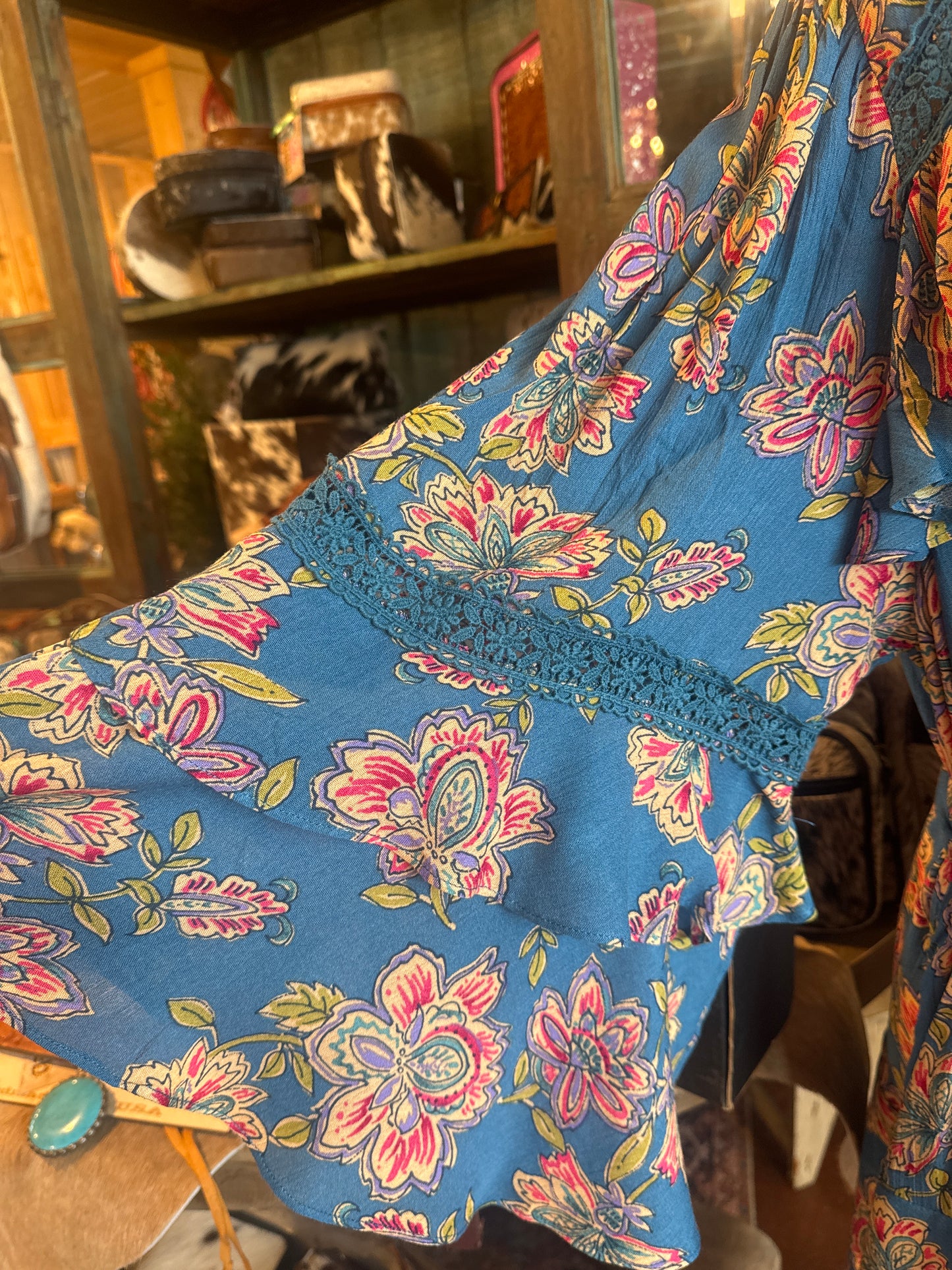 Paisley Printed Bell Sleeve Dress