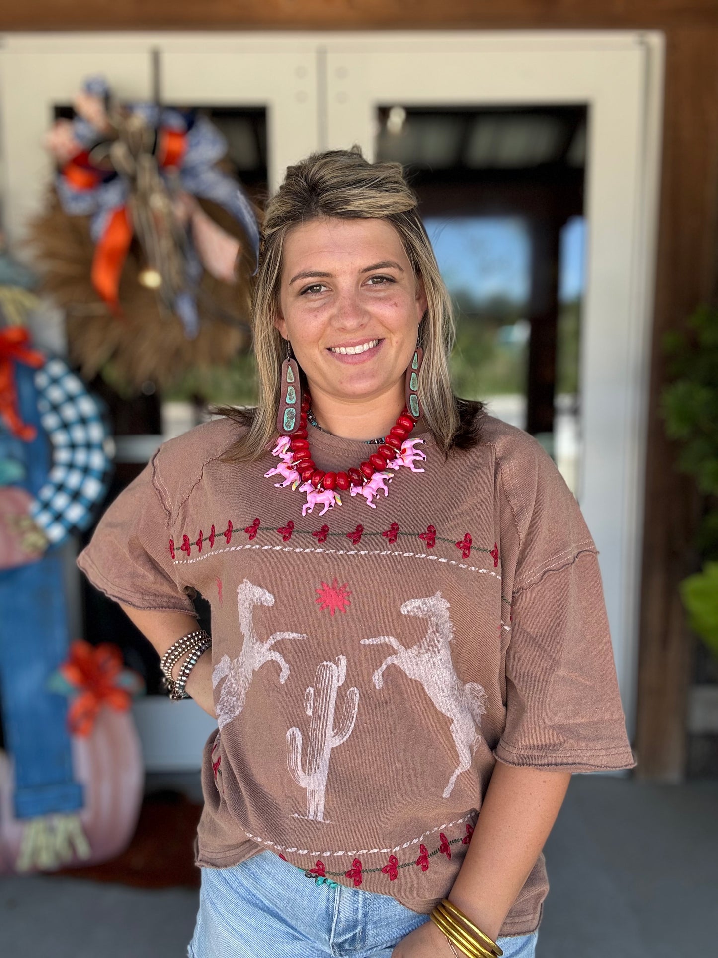 Cinnamon Western Rose Tee