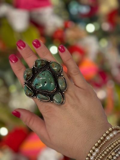 Chunky Turq Cluster Ring