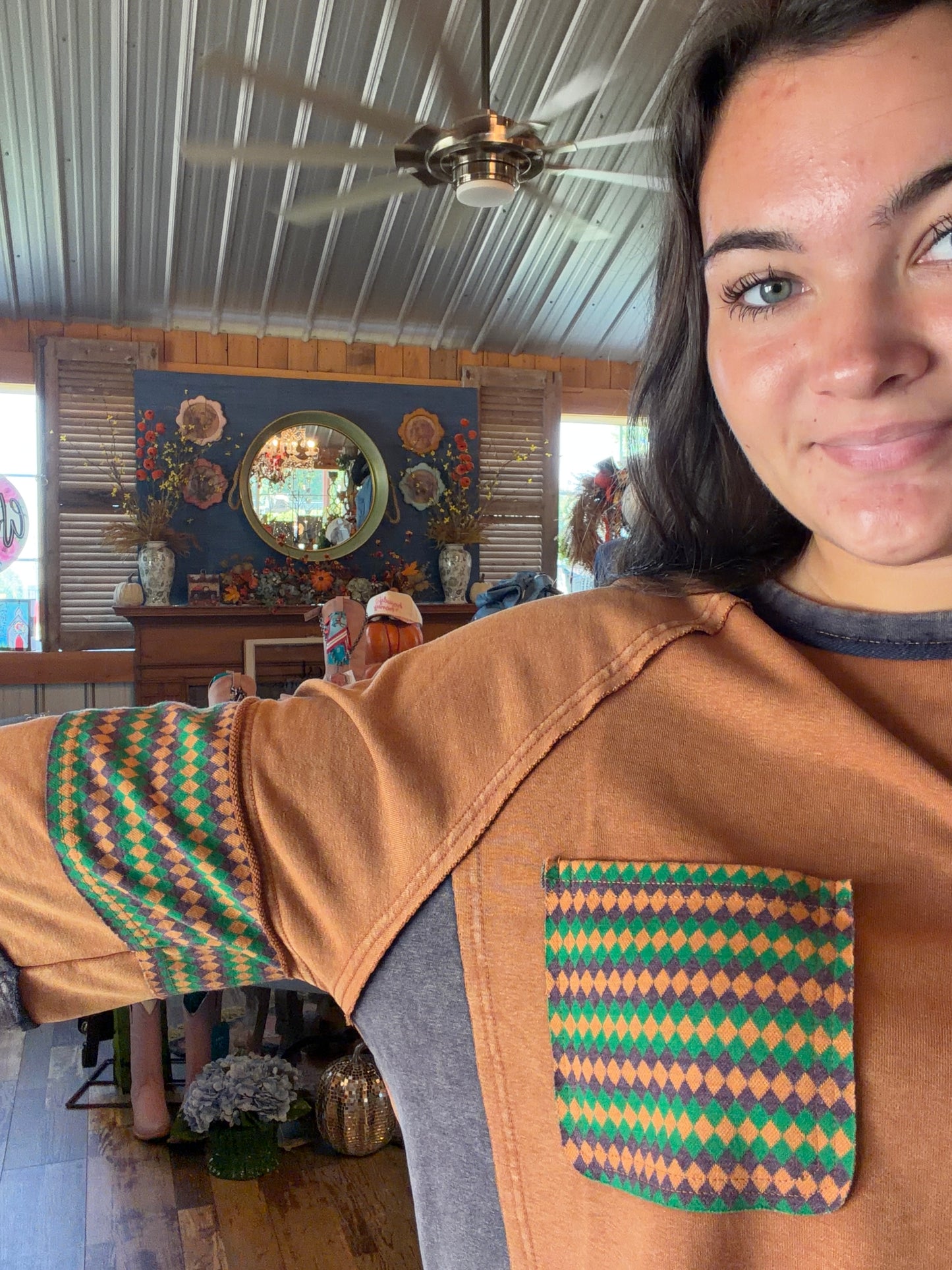Fall Printed Mix Top