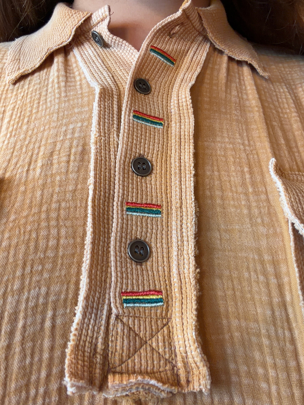 Mustard Half-Button Butter Soft Top