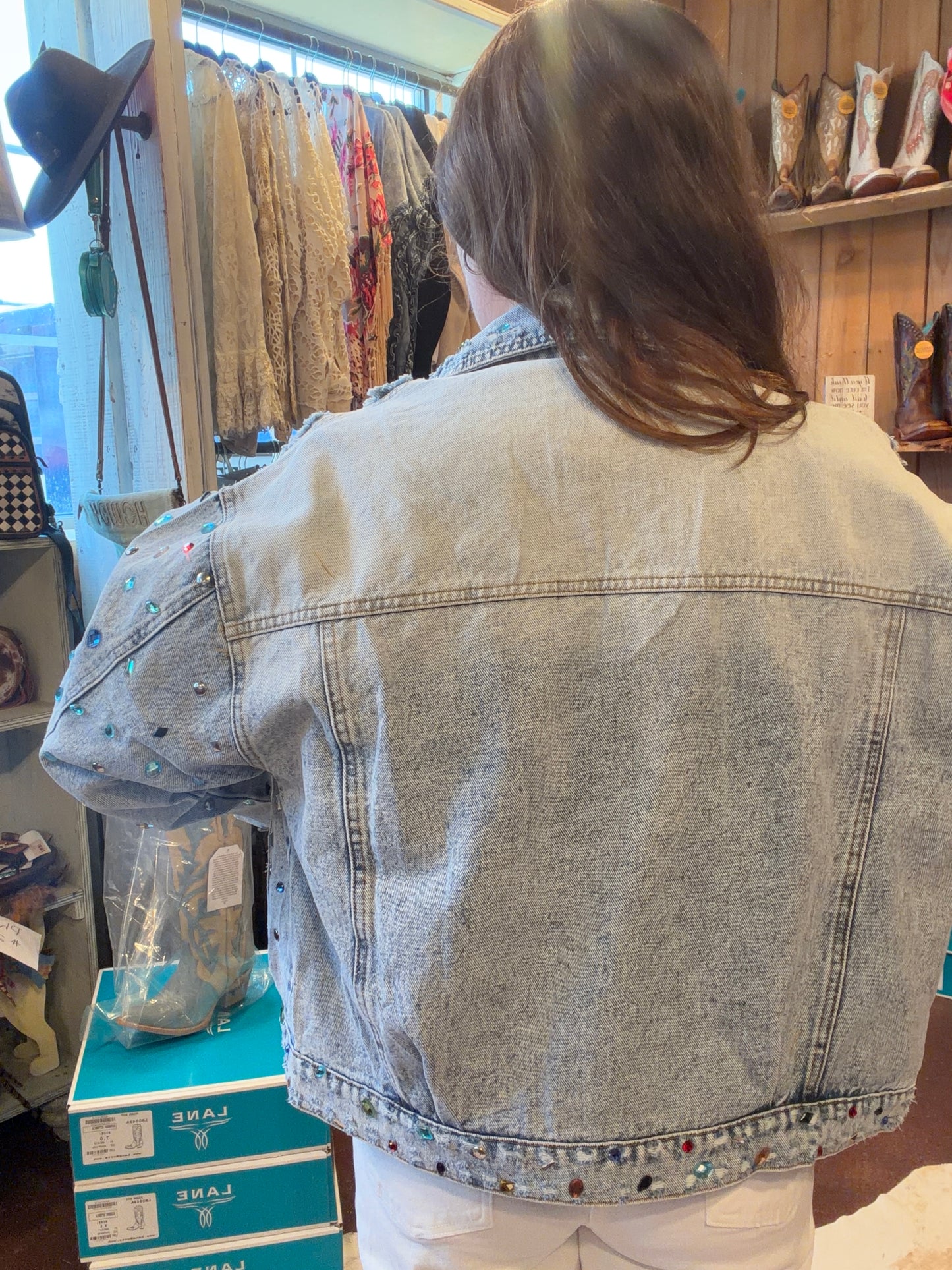 Denim Jewel Embellished Jacket