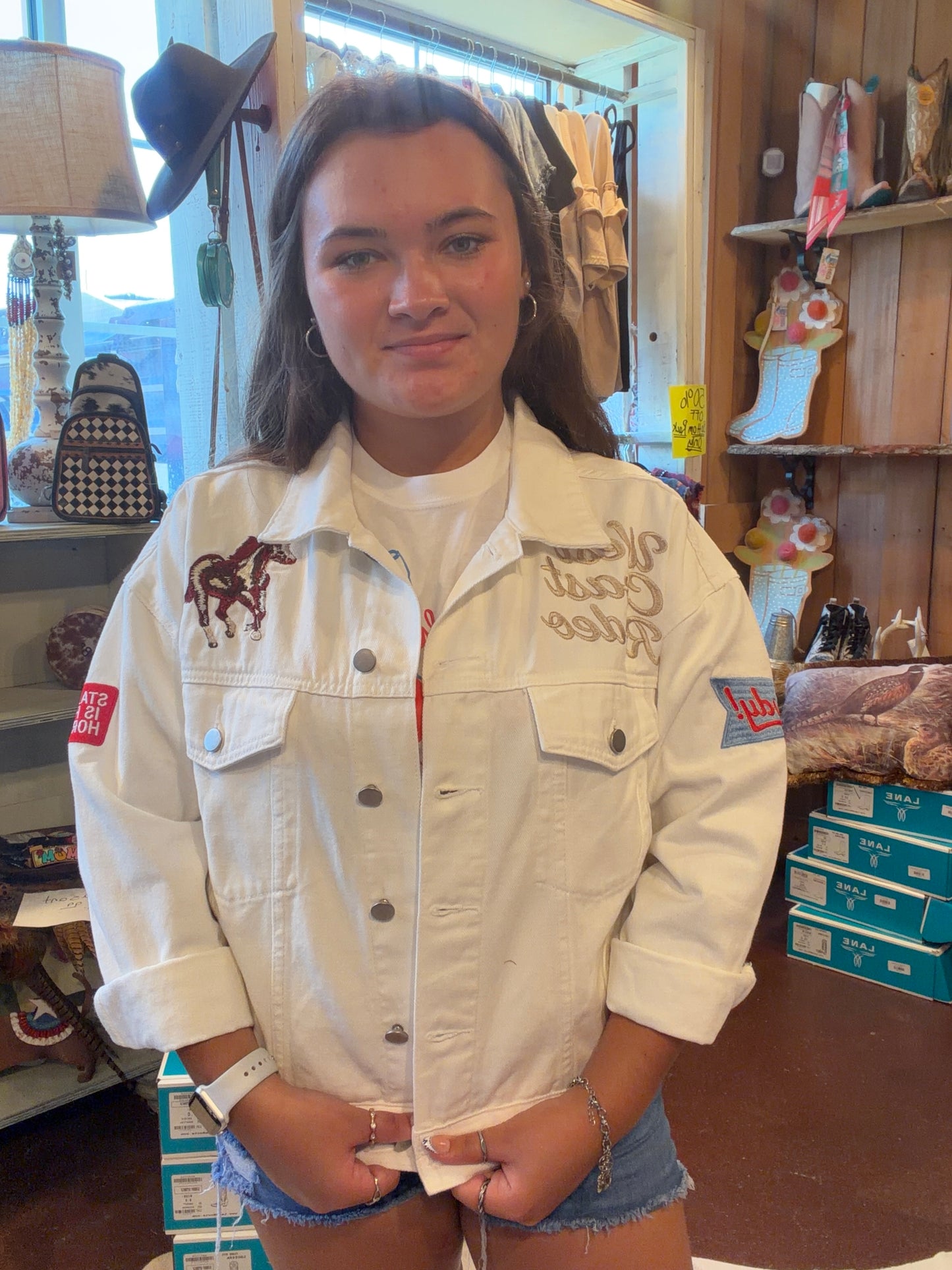 Ain't My First Rodeo White Denim Jacket