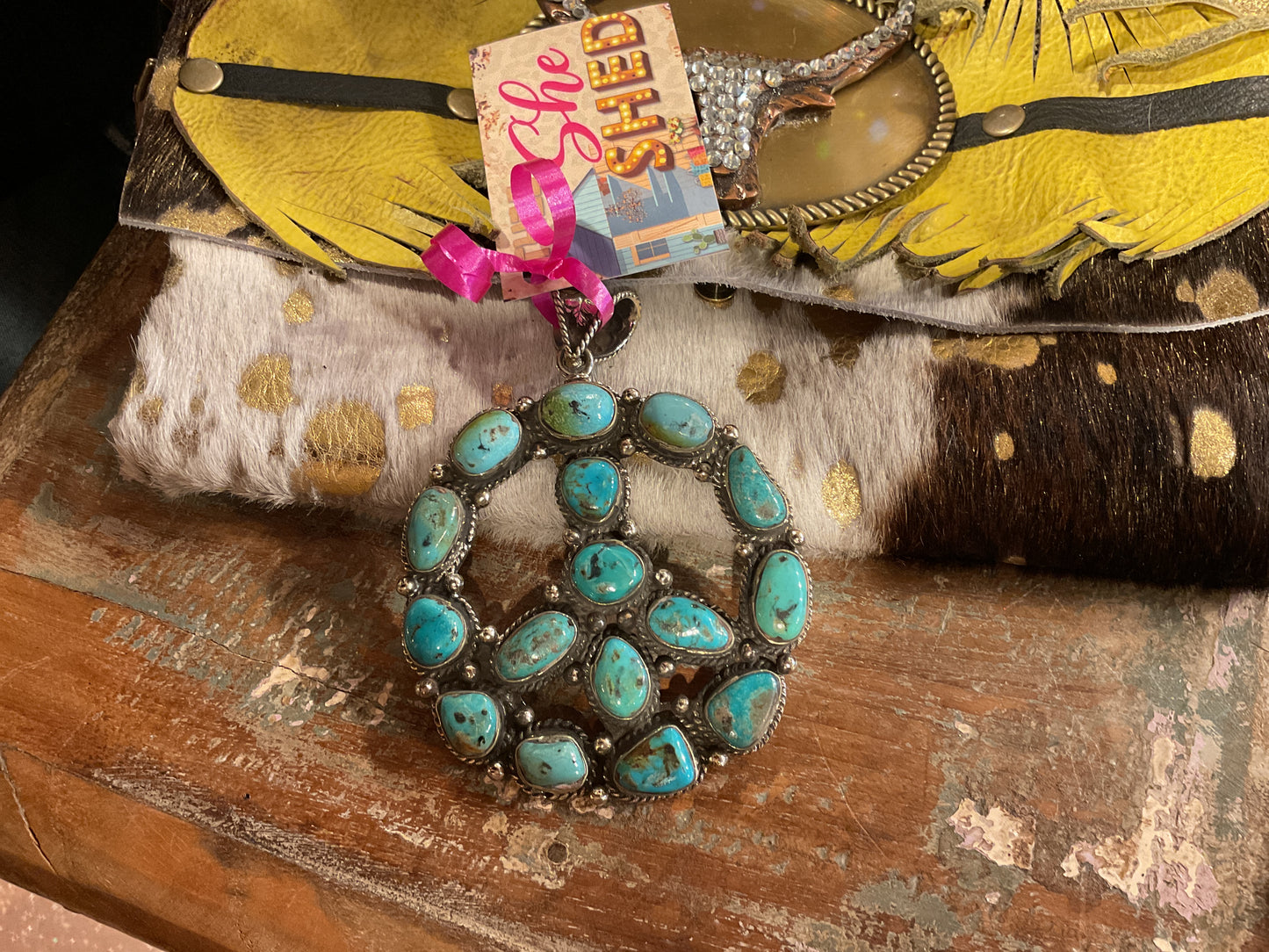 Turq Peace Sign Pendant