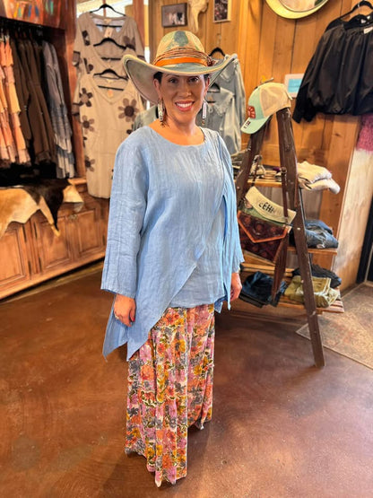 Criss Cross Linen Top