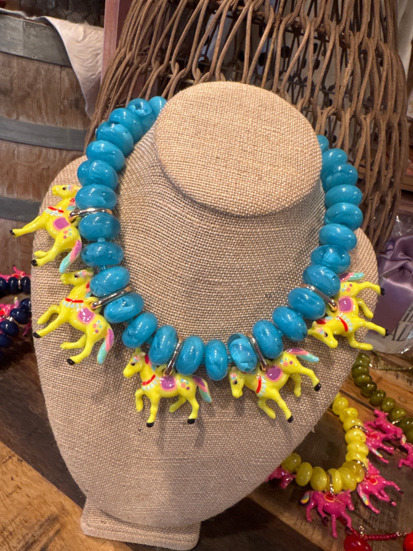 Chunky Painted Horse Necklace