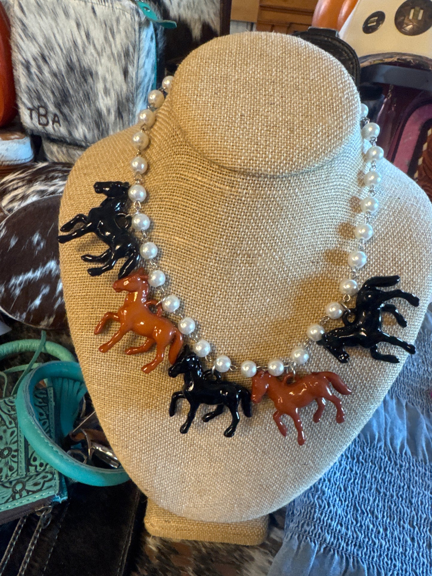 Small Bead Horse Necklace