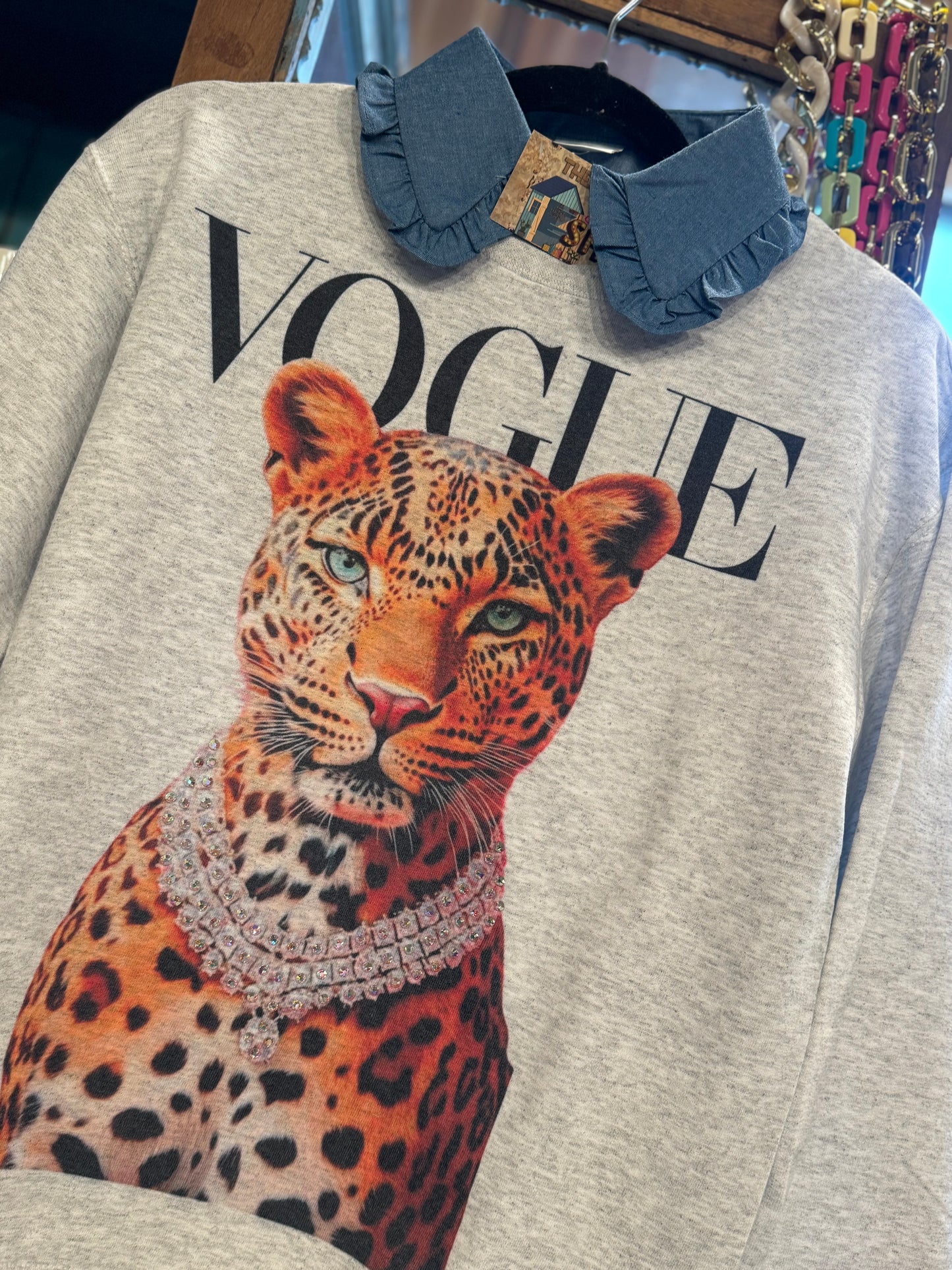 Denim Ruffle Collar