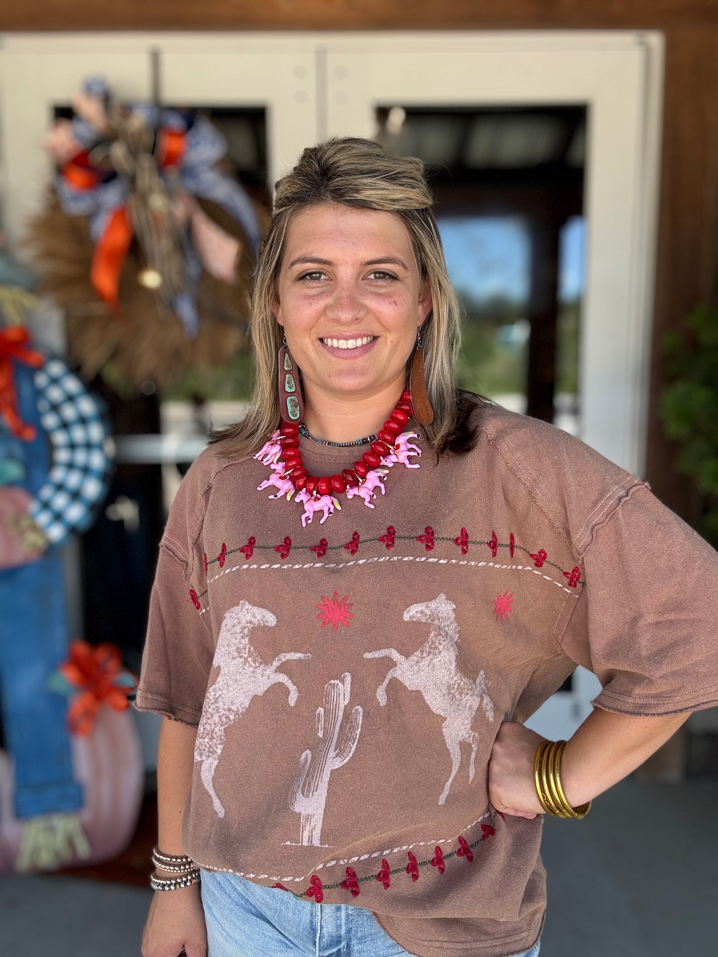 Cinnamon Western Rose Tee