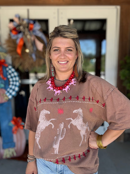 Cinnamon Western Rose Tee