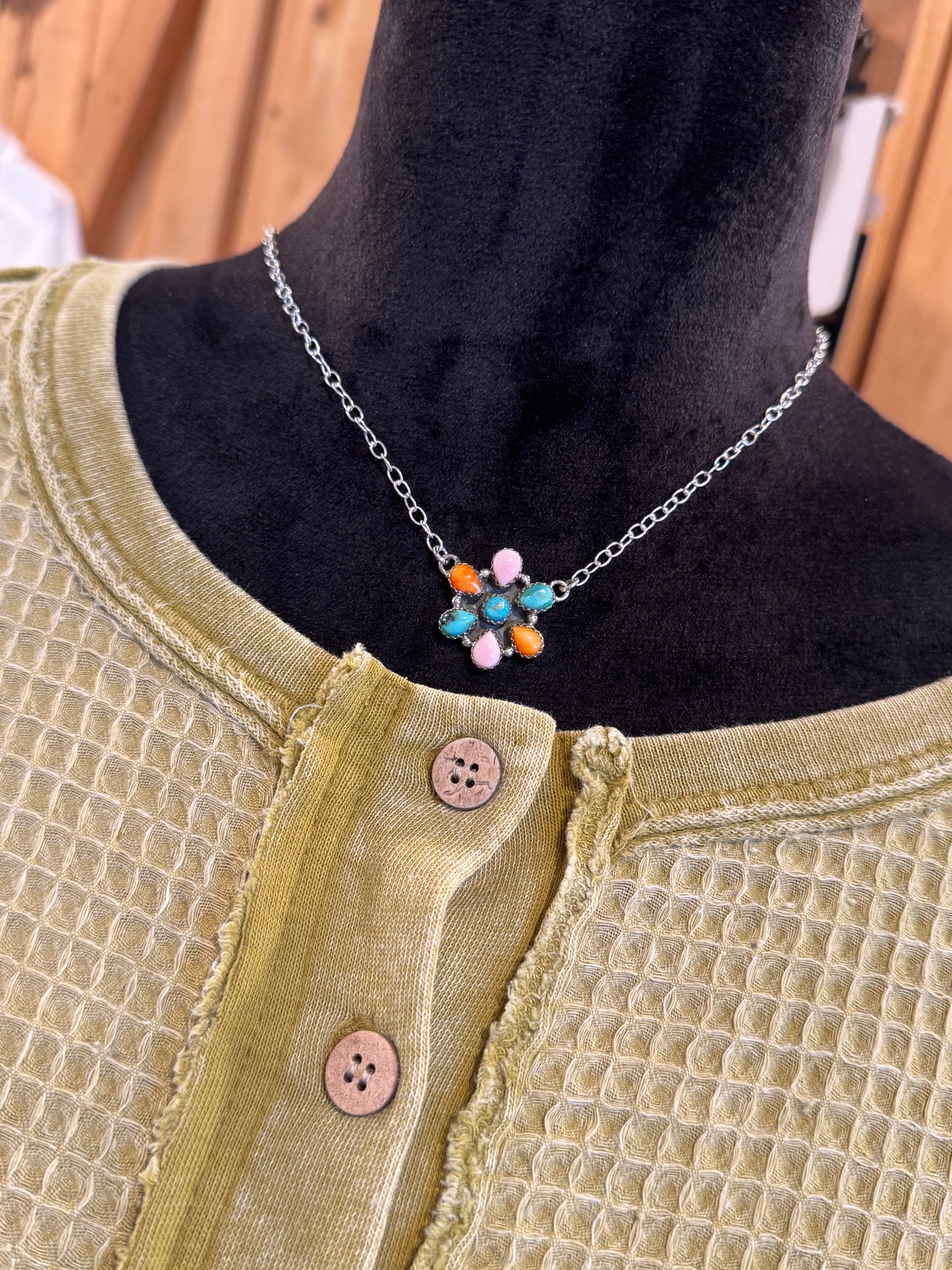 SS Spiny Pink/Turq/Orange Necklace