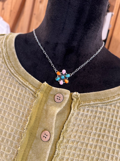 SS Spiny Pink/Turq/Orange Necklace
