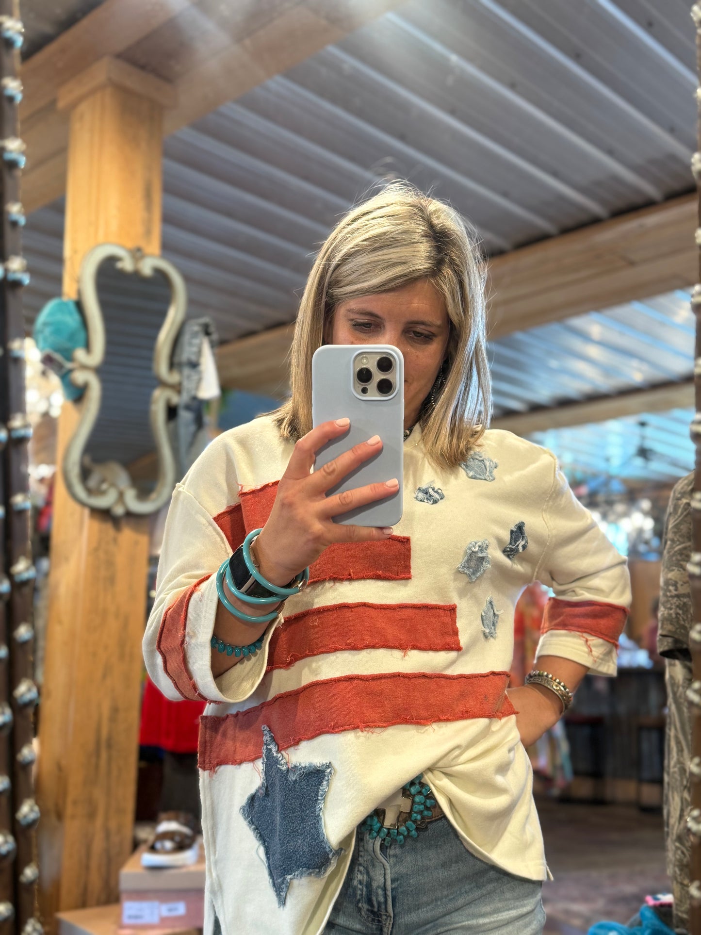 Star-Spangled Over Sweater Top
