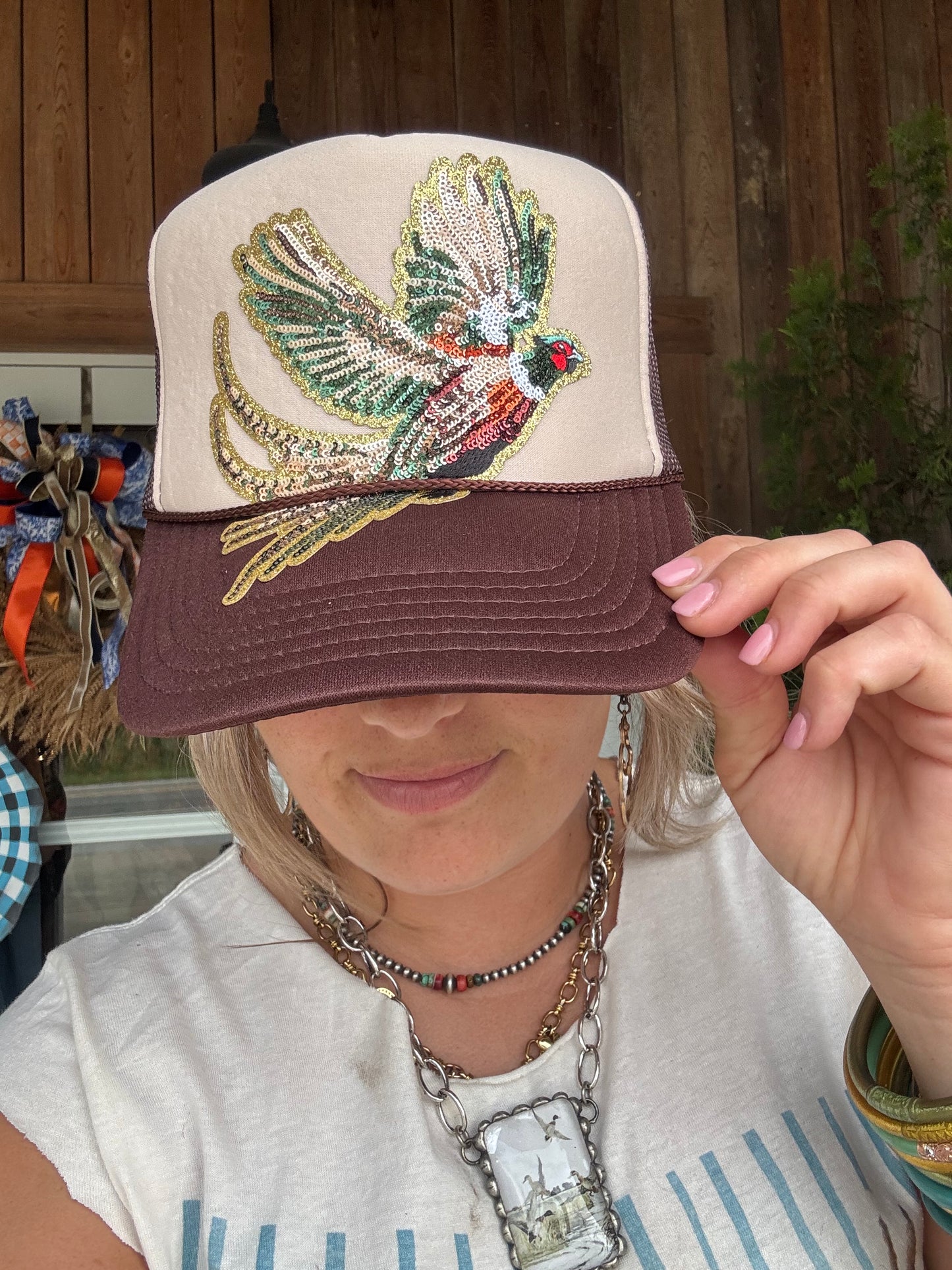 Pheasant Sequin Cap