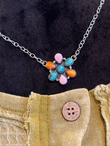 SS Spiny Pink/Turq/Orange Necklace