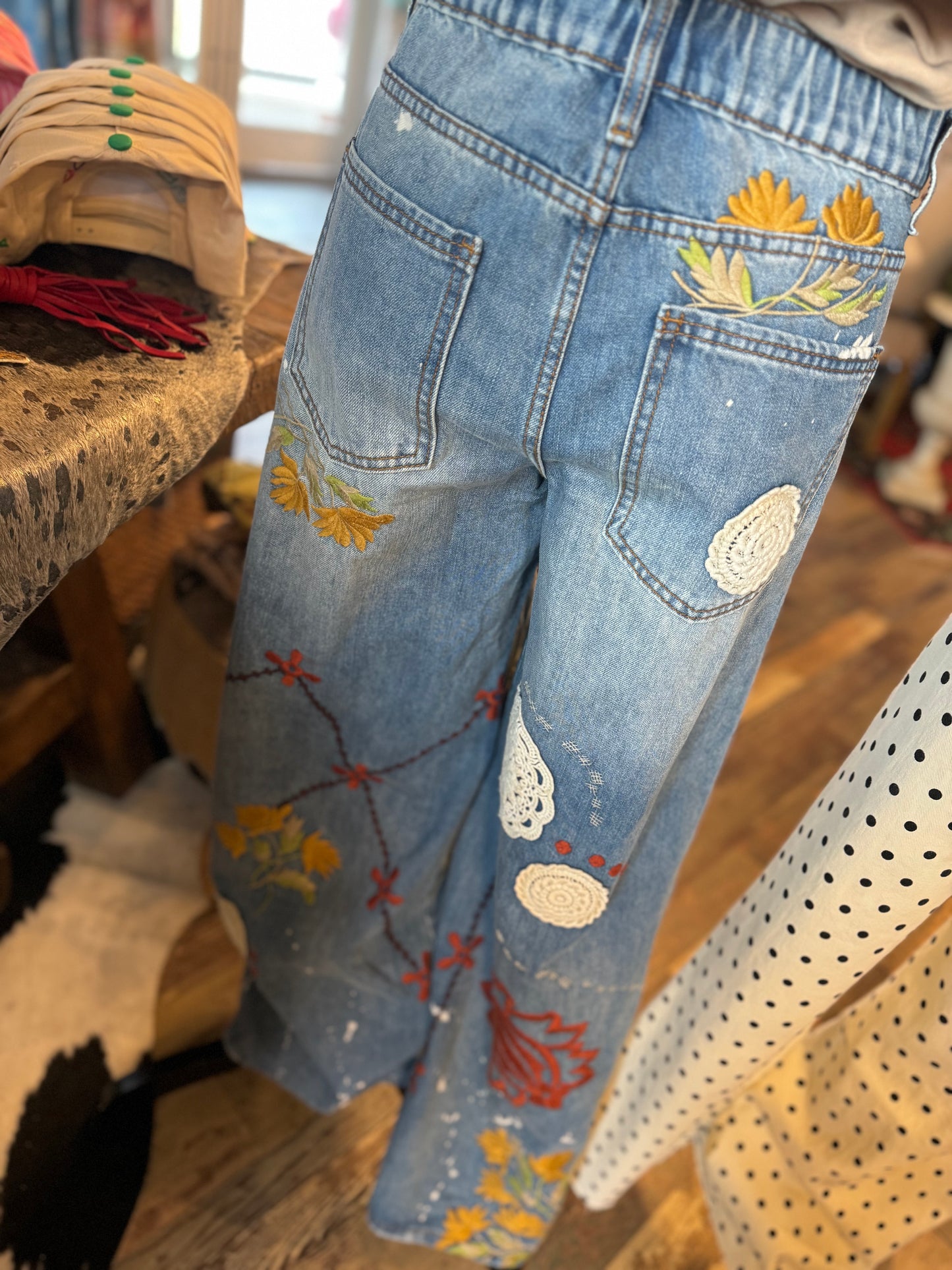 Denim Lace n Floral Pants