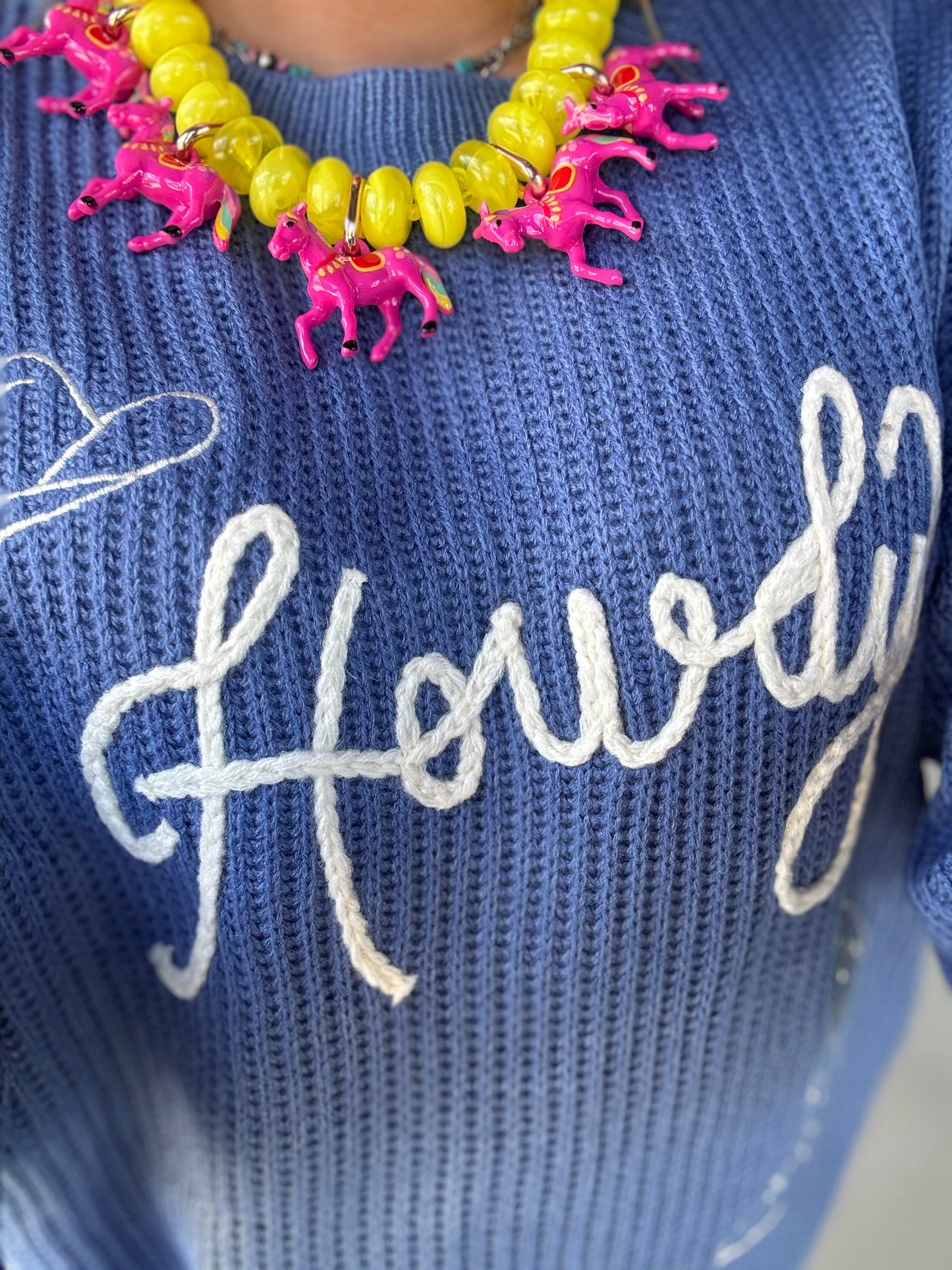 Howdy in Denim Sweater