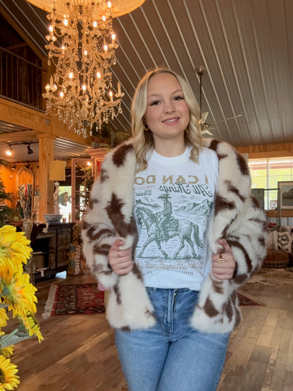 Furry Cow Print Jacket