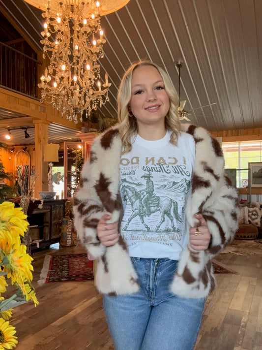 Furry Cow Print Jacket