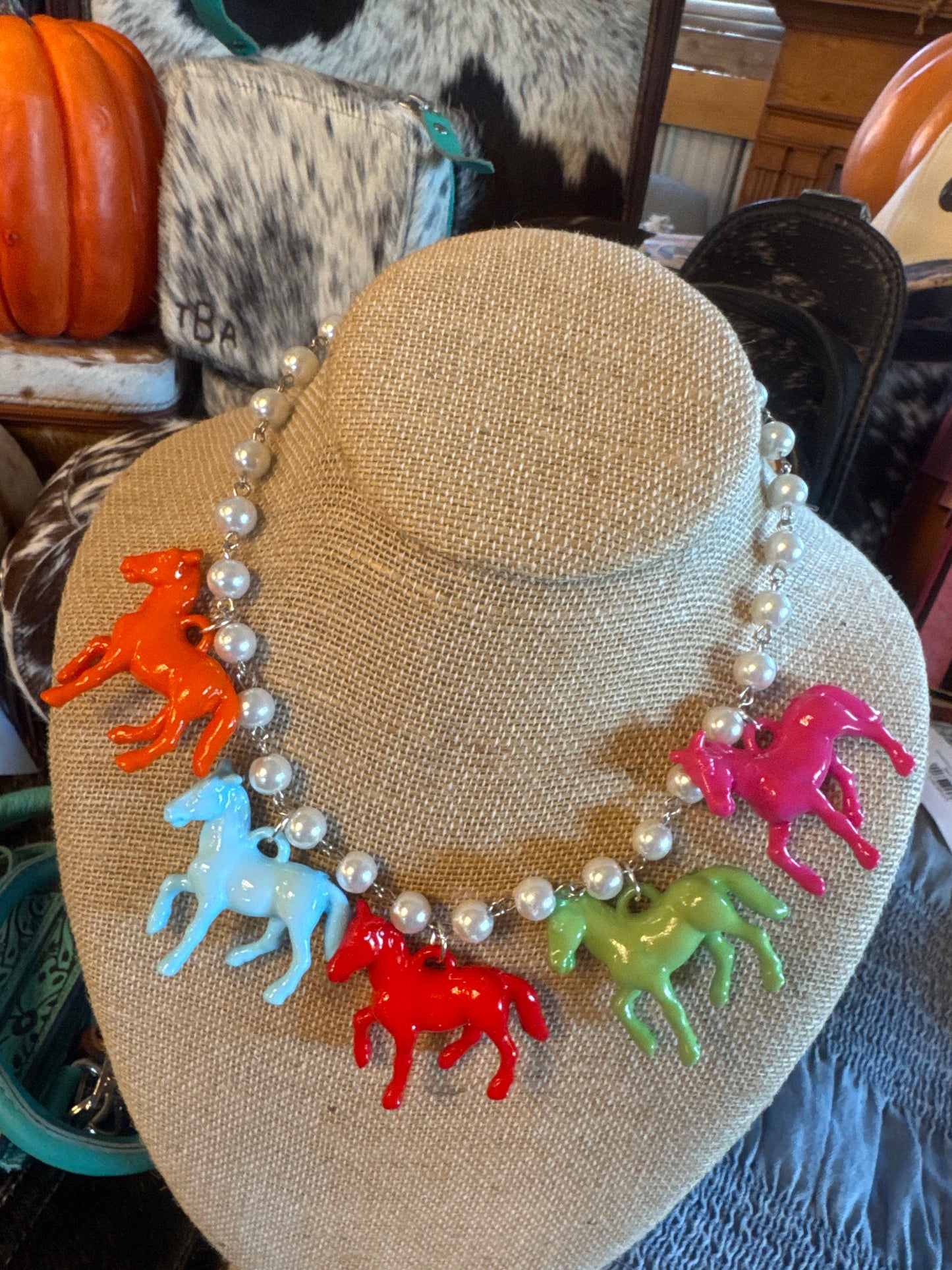 Small Bead Horse Necklace