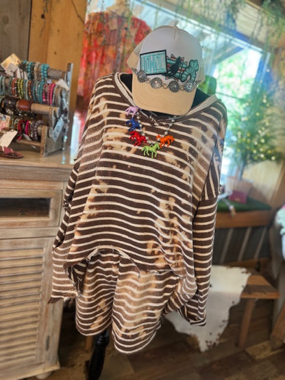 Faded Brown Washed Stripe Set