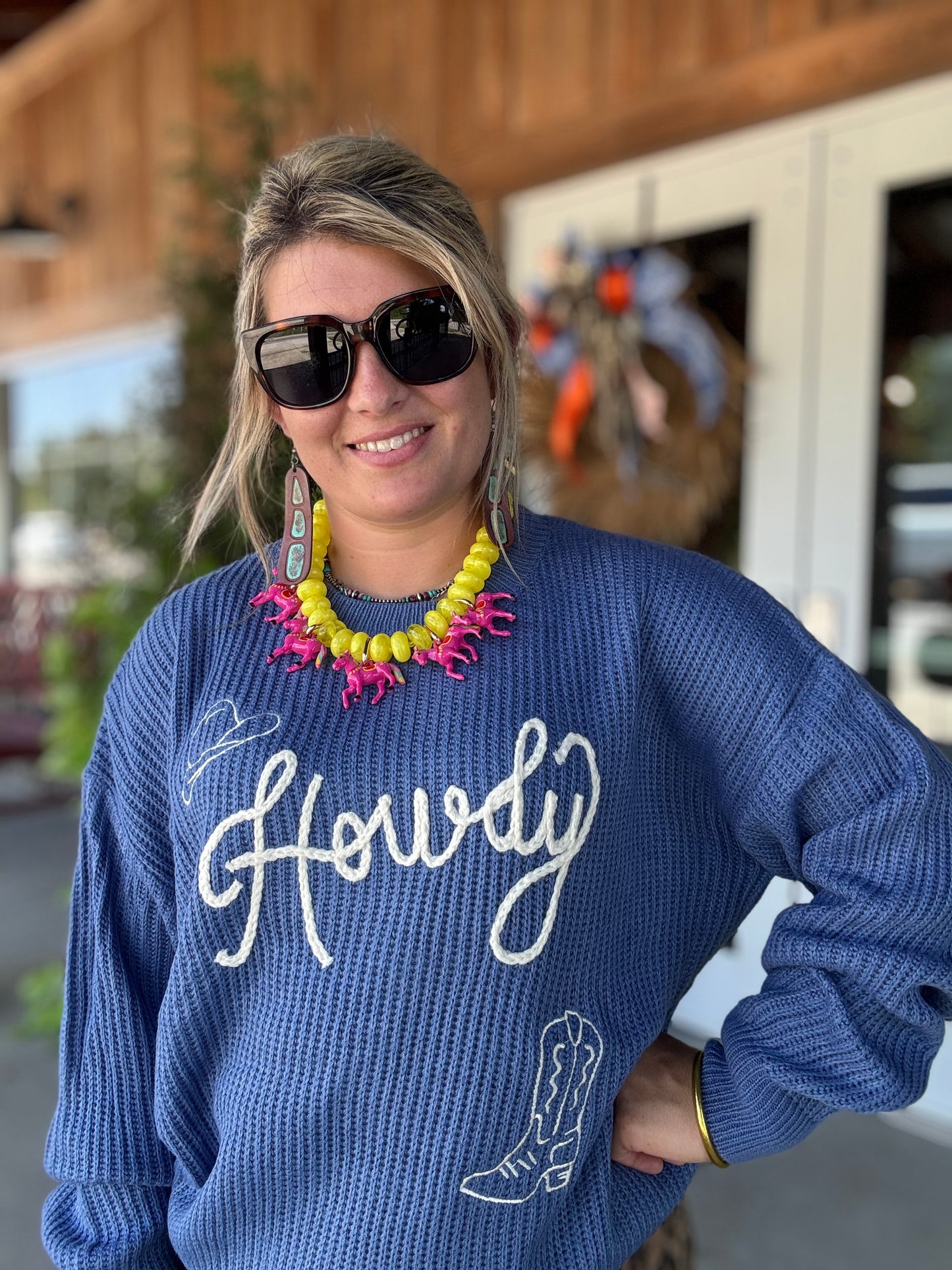 Howdy in Denim Sweater