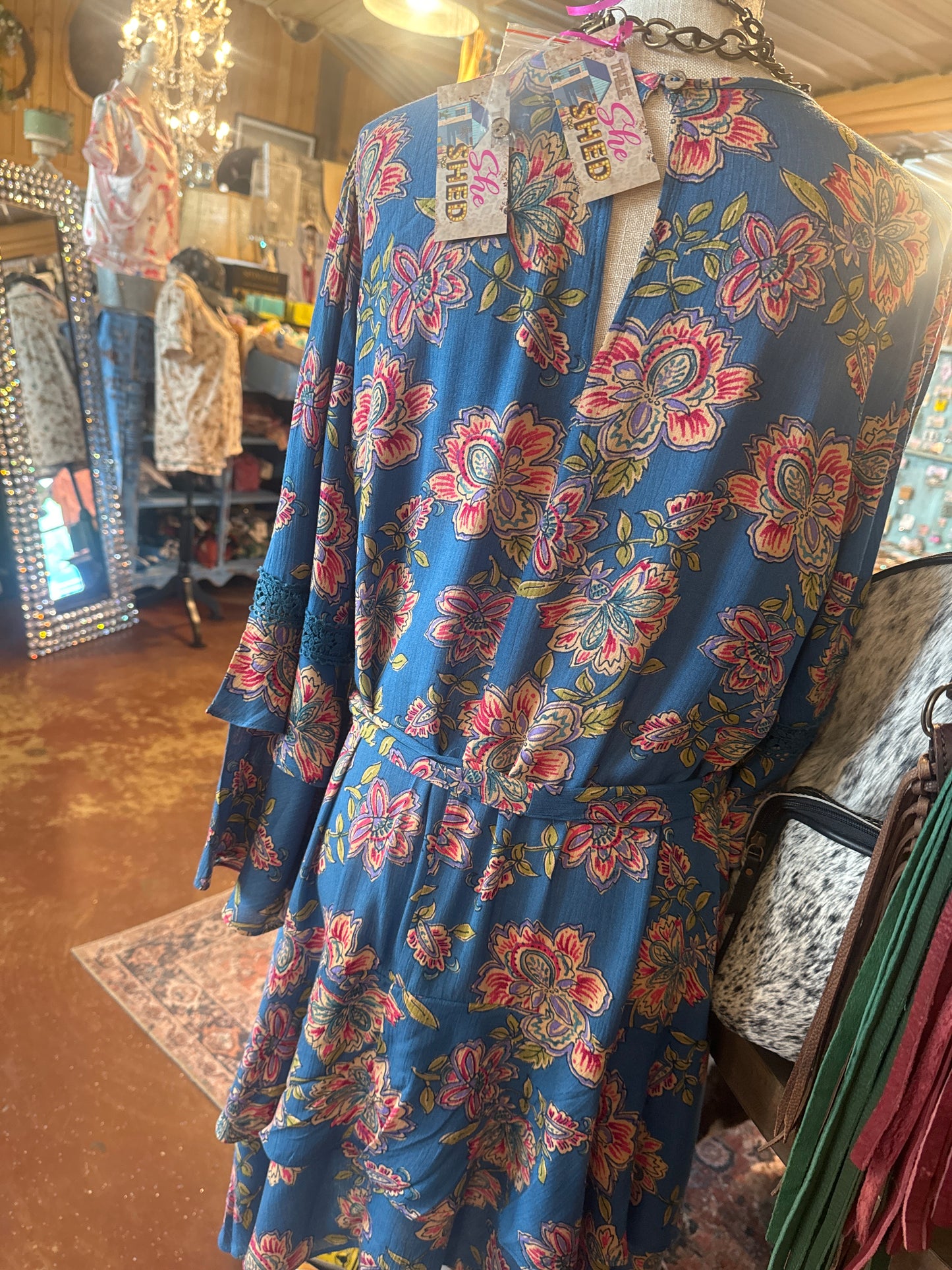 Paisley Printed Bell Sleeve Dress