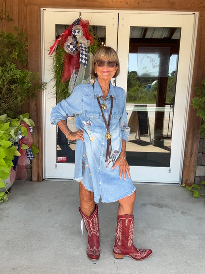 Western Embroid Shirt Dress