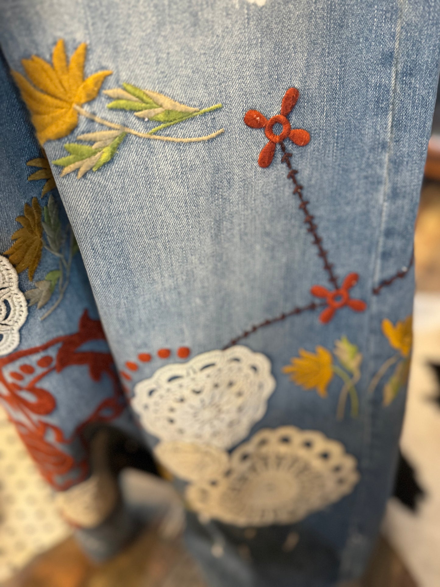 Denim Lace n Floral Pants