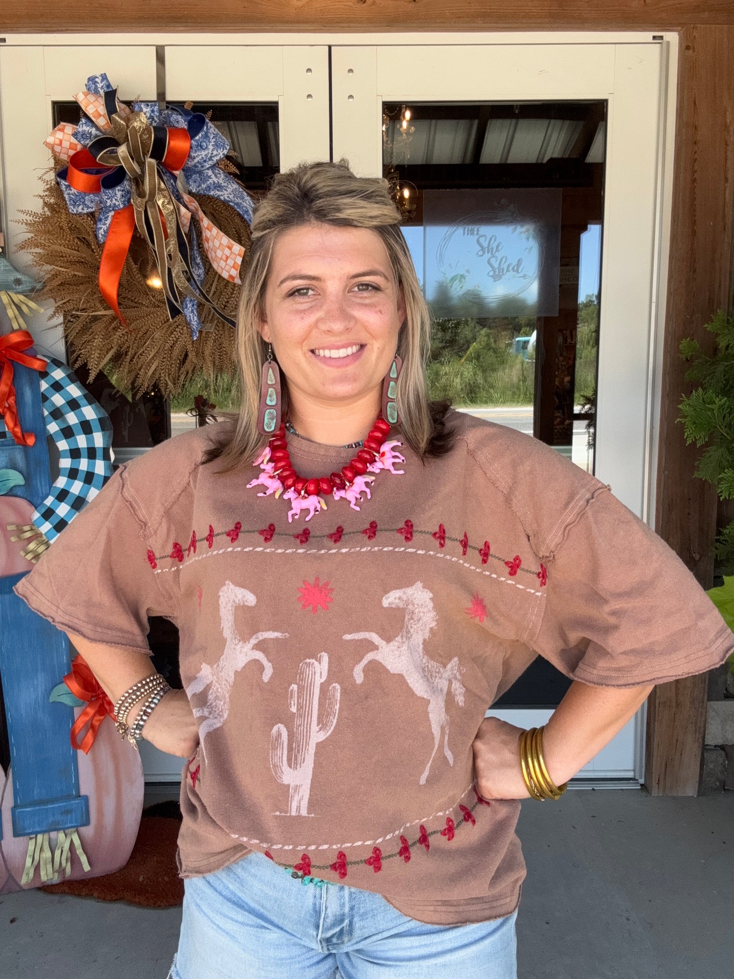 Cinnamon Western Rose Tee