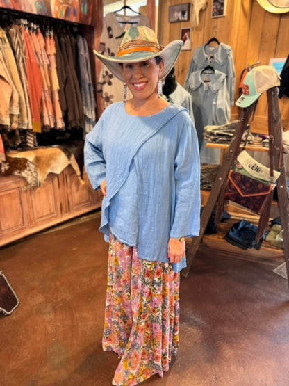 Criss Cross Linen Top