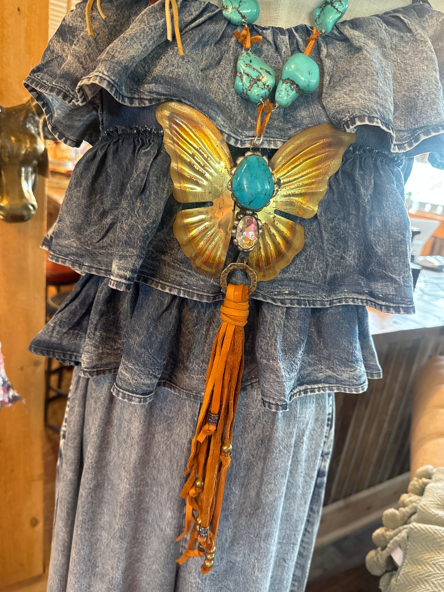 Butterfly & Turq Necklace