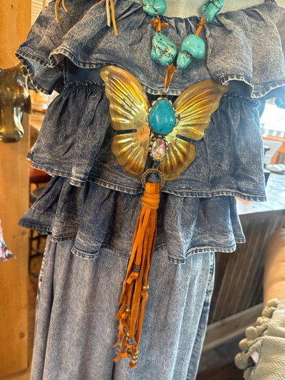 Butterfly & Turq Necklace