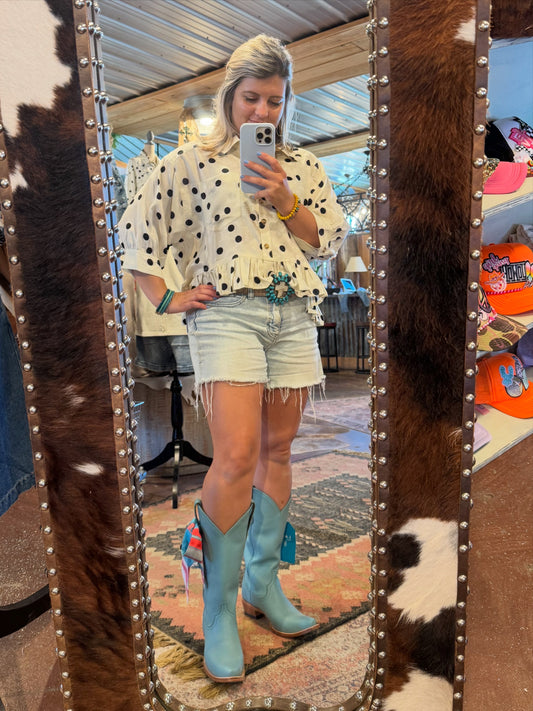 Polk Dot Ruffle Blouse