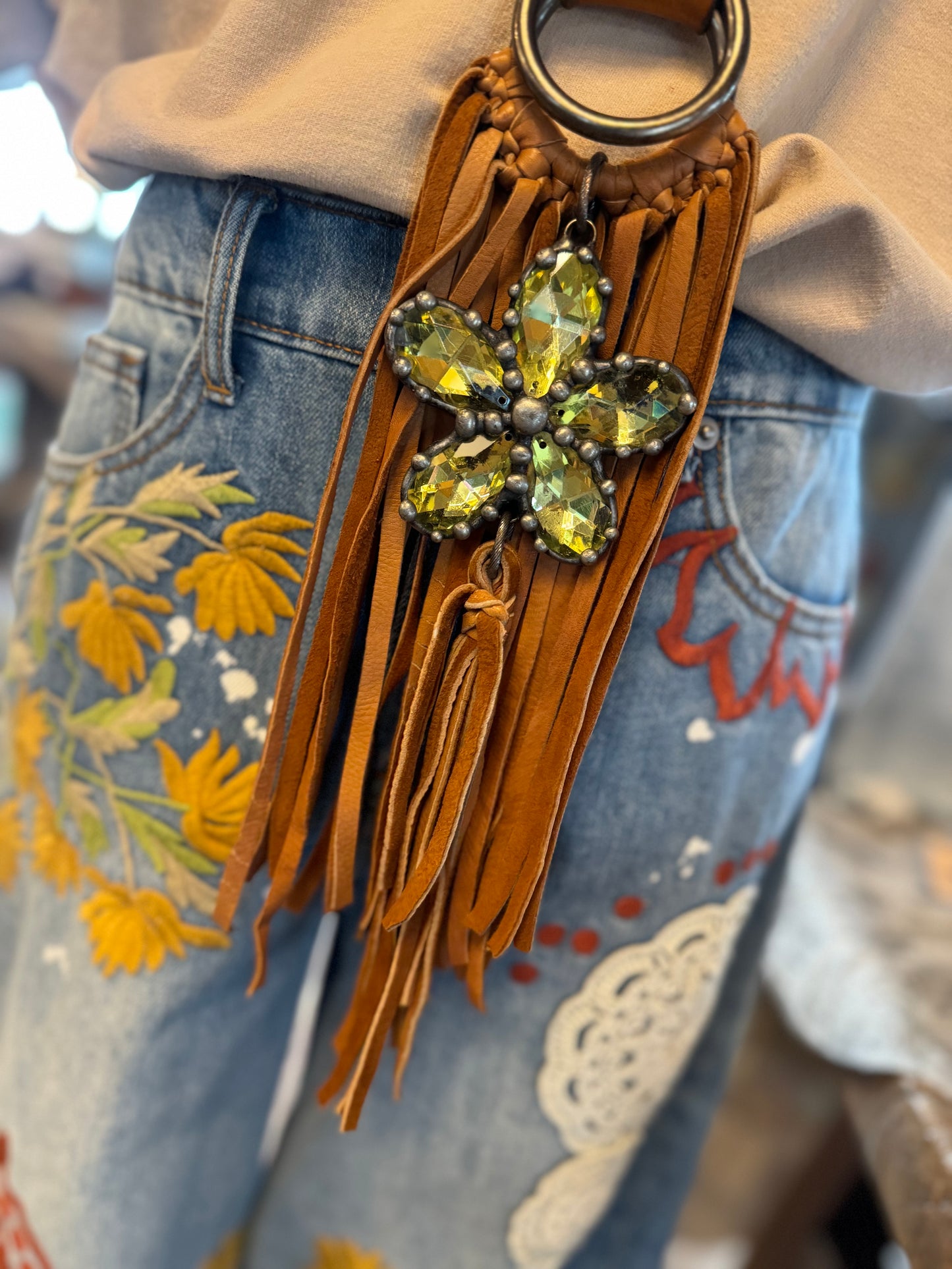 Denim Lace n Floral Pants