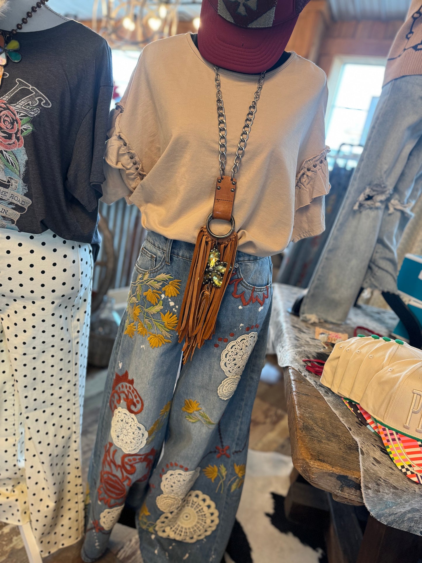 Denim Lace n Floral Pants