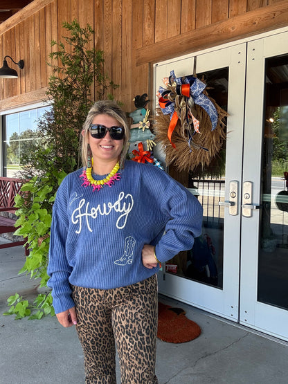 Howdy in Denim Sweater