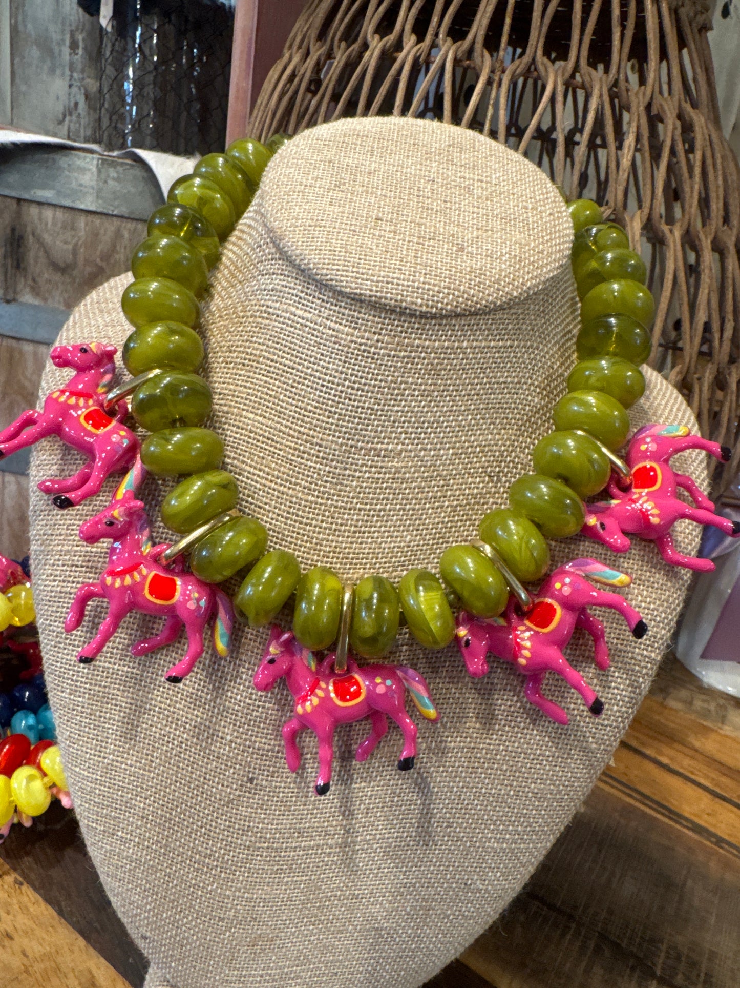 Chunky Painted Horse Necklace