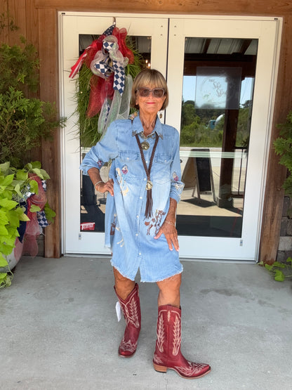 Western Embroid Shirt Dress