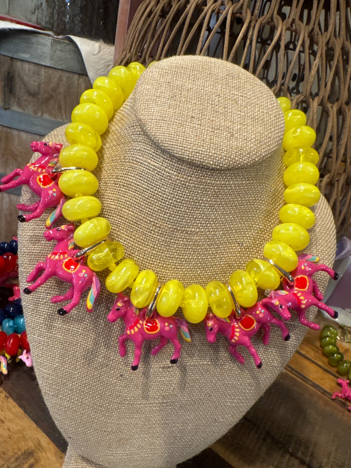 Chunky Painted Horse Necklace
