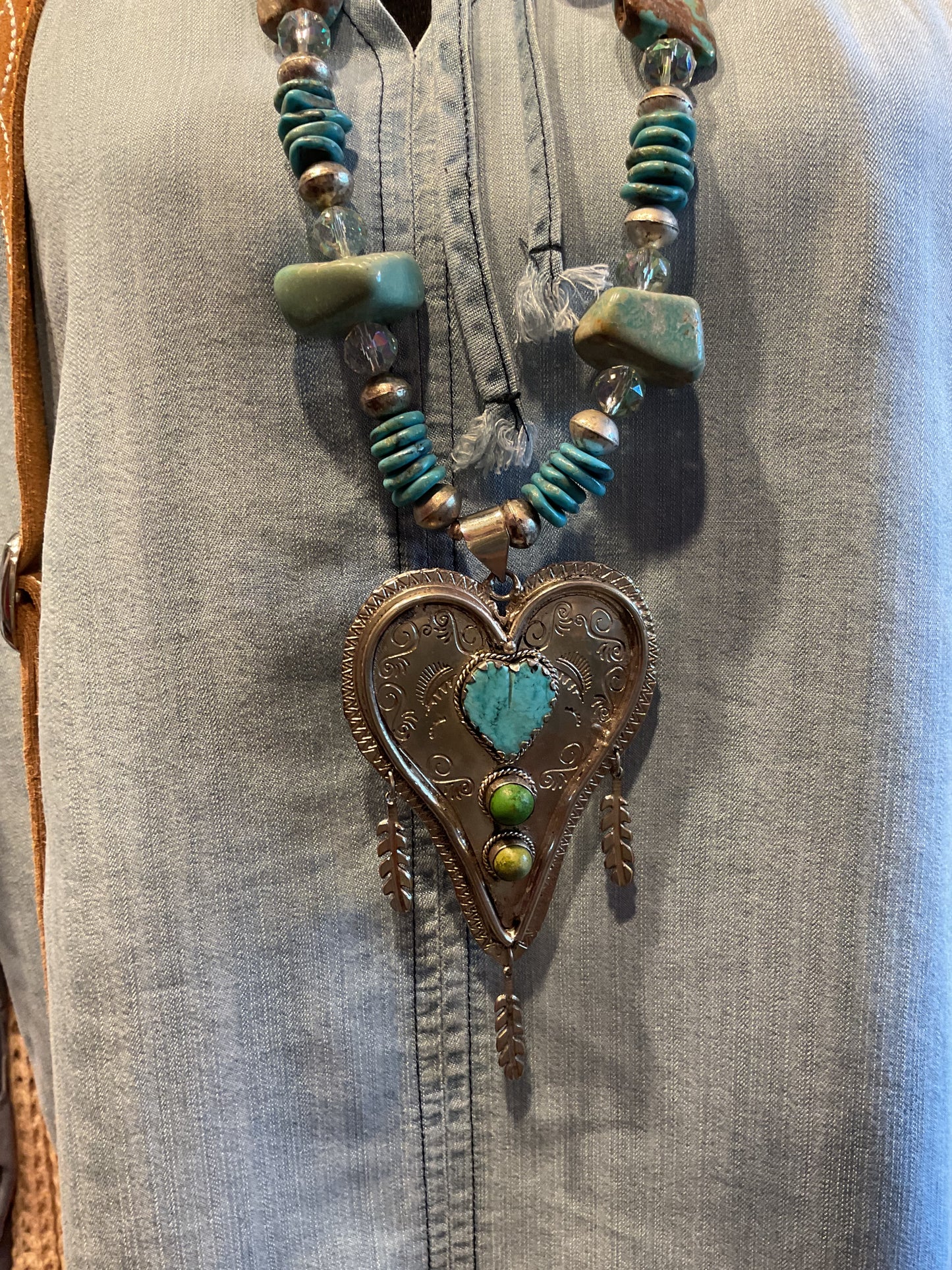 Rare Turq Heart w/dangles Necklace
