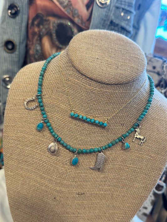 SS Turq Charm Necklace (Western Multi)